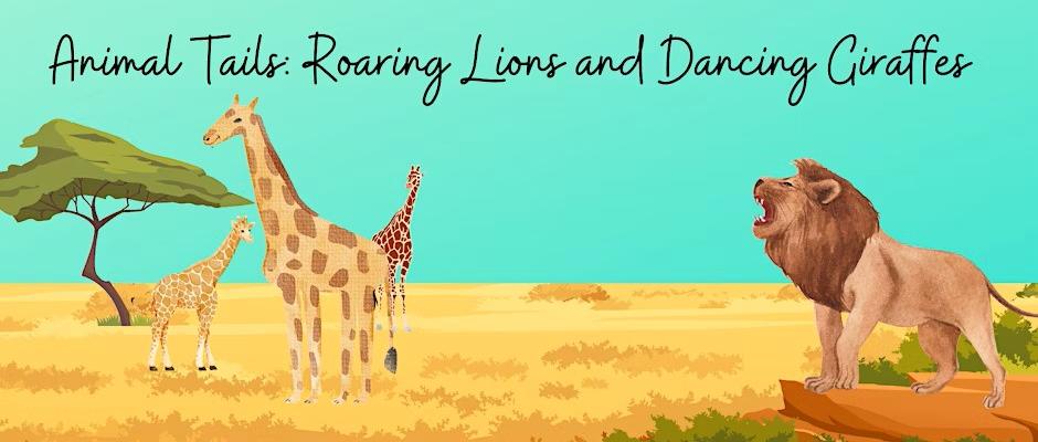 Lion and Giraffe Illustration of a lion and a giraffe with a safari background