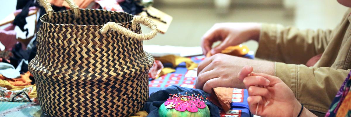 Appliqué workshop photo Textiles and sewing box photo